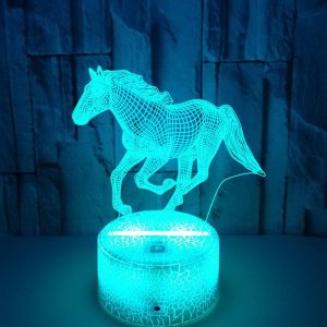 New galloping horse 3D night light 、 creative 3D lamp 、 creative pony colorful touch 3D small table lamp