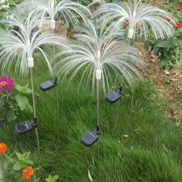 Solar fiber optic jellyfish lamp, lawn lamp 、 solar fountain landscape lamp、Stainless steel pole double layer jellyfish lamp