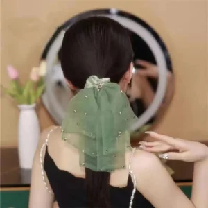 Bosiya headdress 、 girly mesh bow ribbon with large intestine ring 、 ponytail light headdress