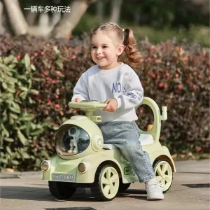 New children's electric car, for babies aged 2-7, with guardrails and push handles