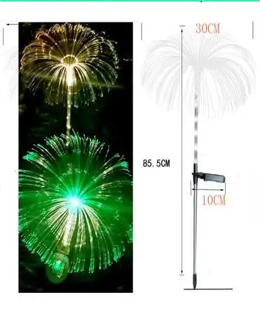 Solar fiber optic jellyfish lamp, lawn lamp 、 solar fountain landscape lamp、Stainless steel pole double layer jellyfish lamp