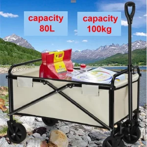 Small foldable camping trailer、 capacity 80 liters、 load capacity 100kg