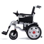 Super cheap 35kg high quality steel frame left and right folding electric wheelchair