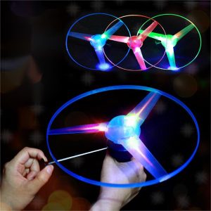 Luminous pull string flying saucer luminous flying saucer UFO, children's toy