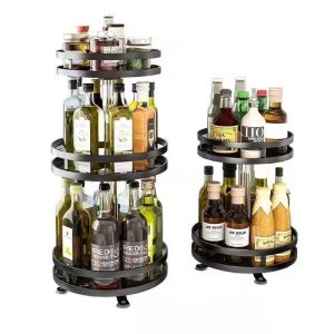 Kitchen storage rack,、spice storage rack、oil, salt, sauce and vinegar condiment jar、rack can rotate 360 degrees