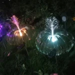 Solar fiber optic jellyfish lamp, lawn lamp 、 solar fountain landscape lamp、Stainless steel pole double layer jellyfish lamp