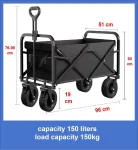 Large folding camping trailer， capacity 150 liters，load capacity 150kg