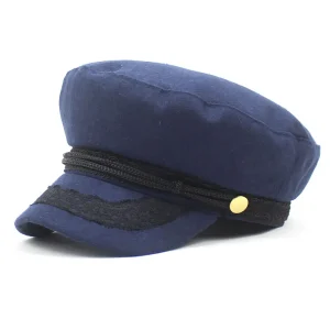 Autumn and winter woolen Korean style women's hats, flat top navy, lace hats student hats